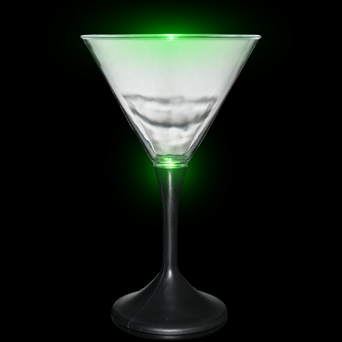 LED Light Up Martini Glass Black Stem - 7oz