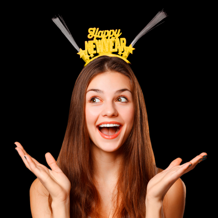 Light-Up Happy New Year Headband- Yellow