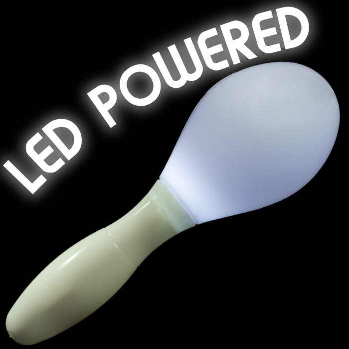 LED Light Up Maraca Supreme - White 7 Inch