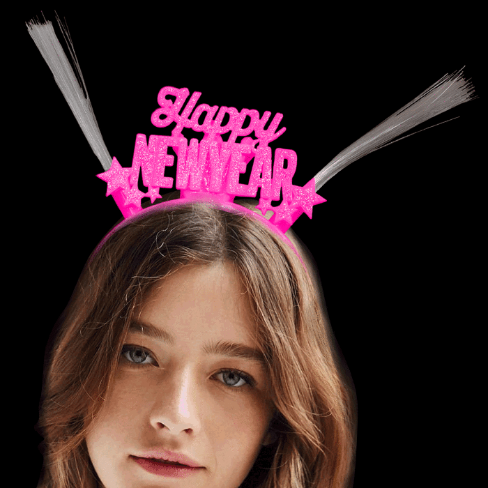 Light-Up Happy New Year Headband- Pink