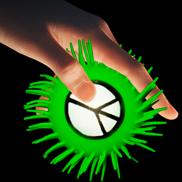 LED Peace Sign Puffer YoYo Ball- Green