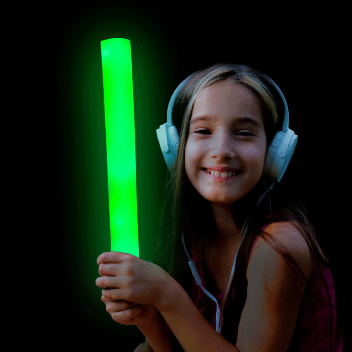 LED Light-Up Foam Stick Baton Supreme- Green