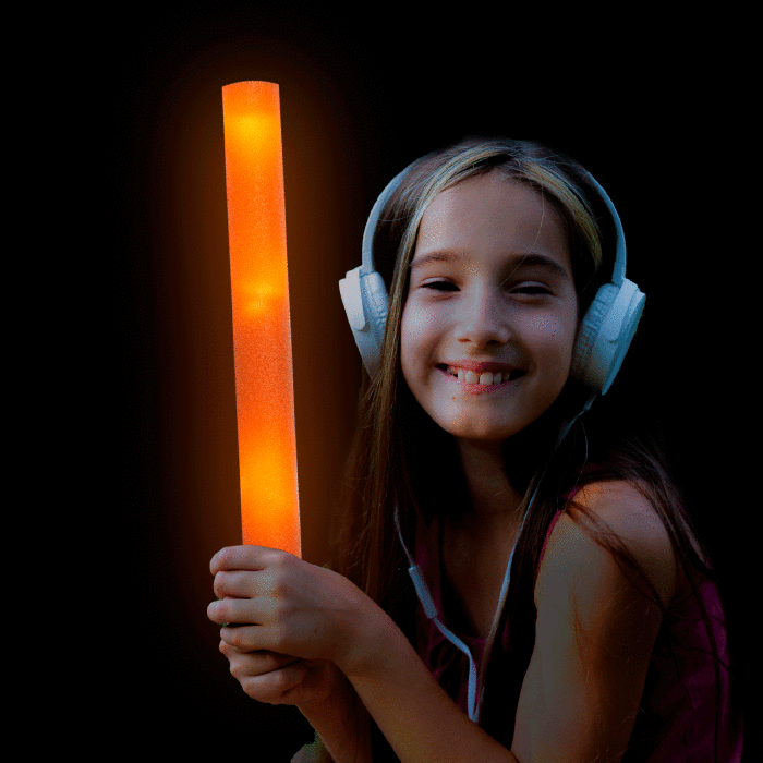 LED Light-Up Foam Stick Baton Supreme- Orange