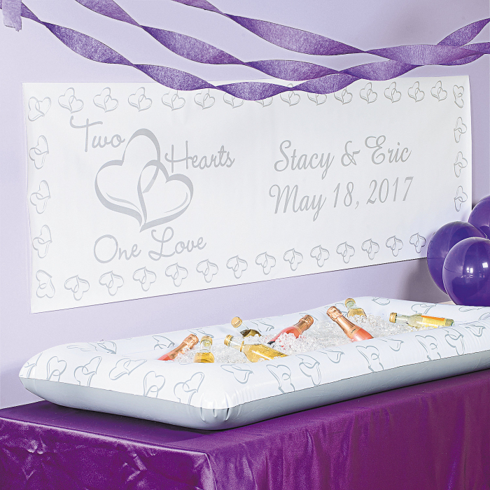 Personalized Medium Two Hearts Wedding Vinyl Banner (1 Piece(s))