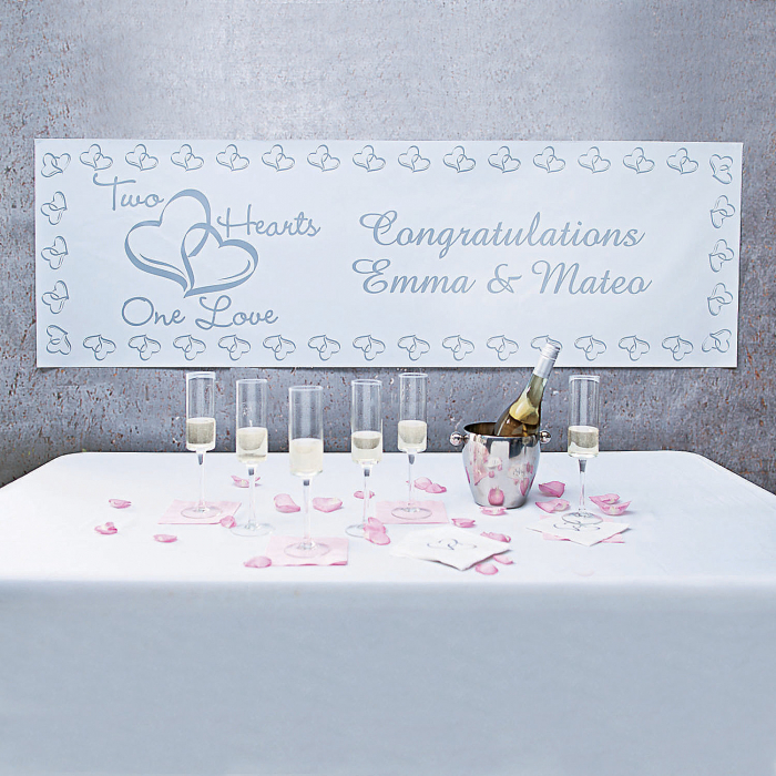 Personalized Medium Two Hearts Wedding Vinyl Banner (1 Piece(s))