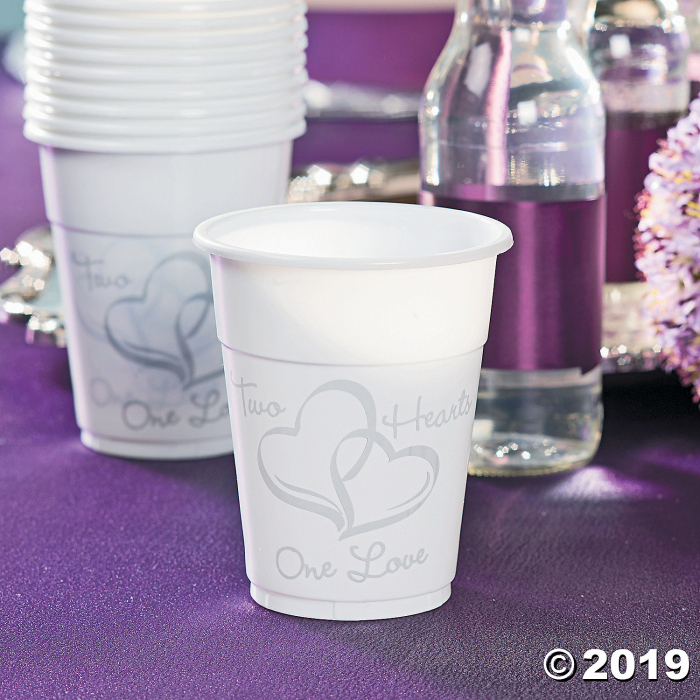 Two Hearts Wedding Disposable Cups (50 Piece(s))