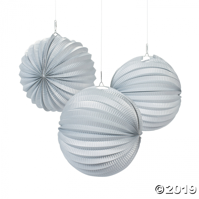 Small Silver Hanging Paper Lanterns (Per Dozen)