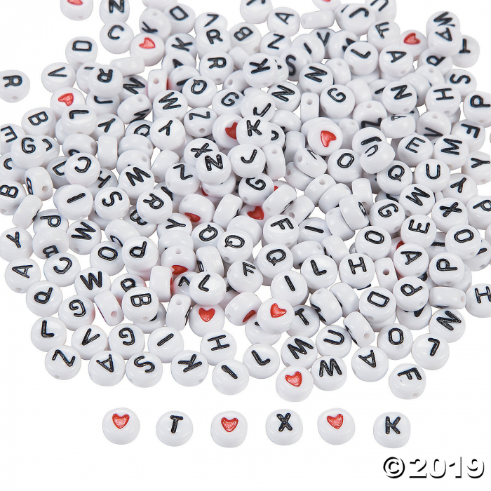 White Round Alphabet Bead Assortment - 1/4 (400 Piece(s))