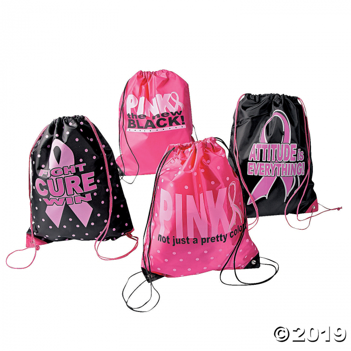 Breast Cancer Awareness Large Drawstring Bags (Per Dozen)