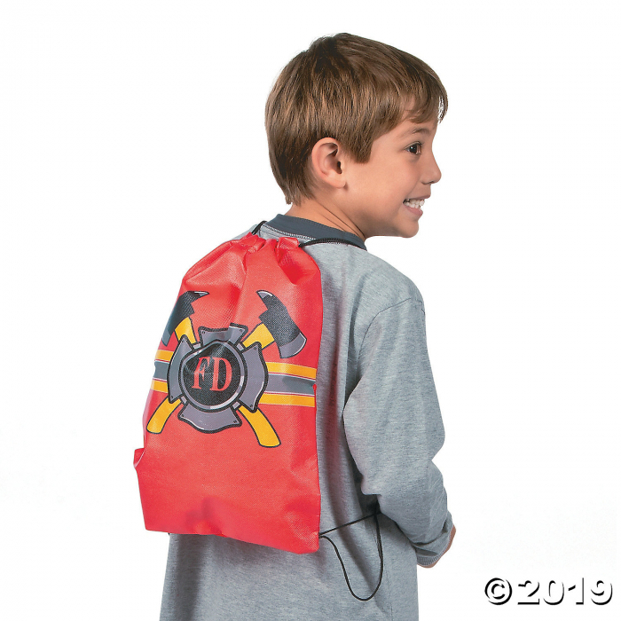 Medium Firefighter Party Drawstring Bags (Per Dozen)