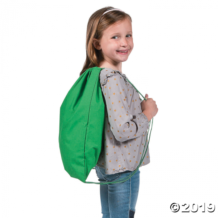 DIY Large Green Canvas Drawstring Bags (Per Dozen)