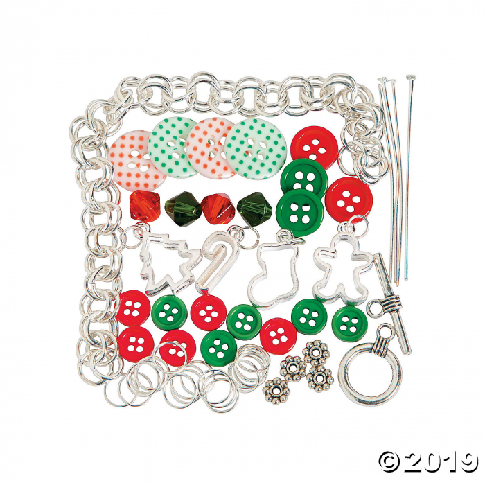Holiday Button & Bead Bracelet Craft Kit (Makes 2)