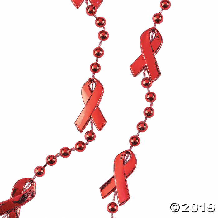 Red Awareness Ribbon Bead Necklaces (24 Piece(s))