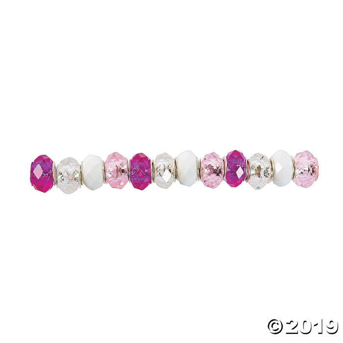 Pink & Clear Faceted Large Hole Beads - 15mm (24 Piece(s))