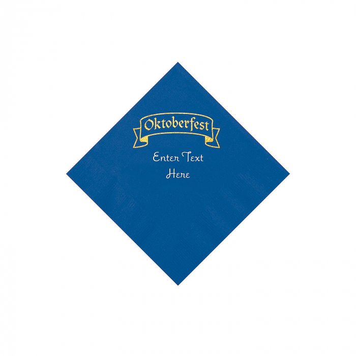 Blue Oktoberfest Personalized Napkins with Gold Foil - Beverage (50 Piece(s))