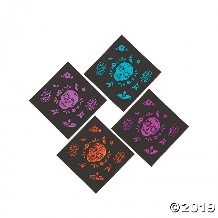 Metallic Day of the Dead Beverage Napkins (16 Piece(s))