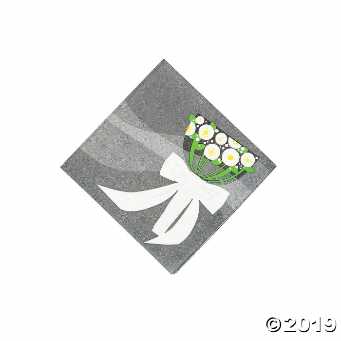 Silver Wedding Bouquet Beverage Napkins (16 Piece(s))