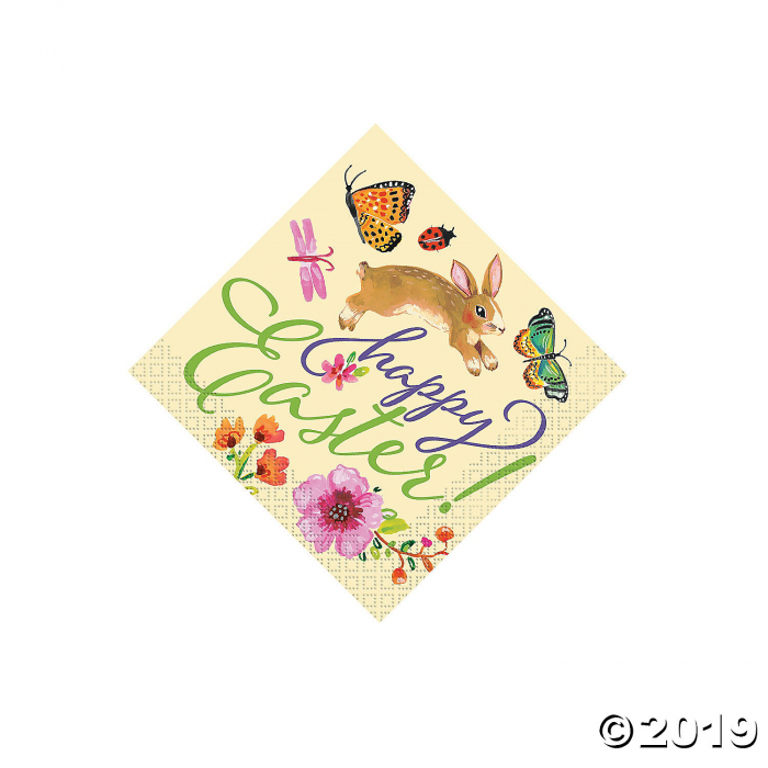 Floral Easter Bunny Beverage Napkins (16 Piece(s))