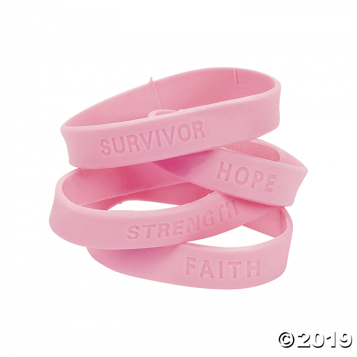 Breast Cancer Awareness Sayings Rubber Bracelets (24 Piece(s))