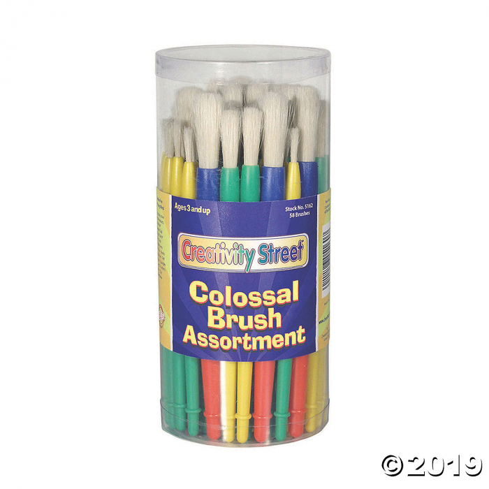 Creativity Street® Plastic Handle Brush Classroom Packs, Preschool Brush Assortment, 7" Long, 58 Brushes (1 Piece(s))