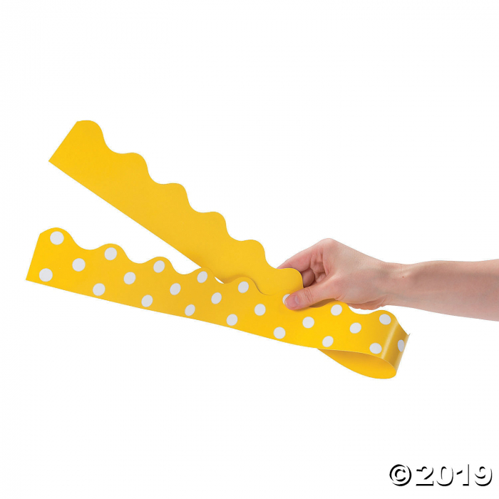 Double-Sided Solid & Polka Dot Bulletin Board Borders - Yellow (Per Dozen)