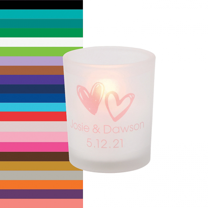 Personalized Hearts Frosted Votive Candle Holders (Per Dozen)