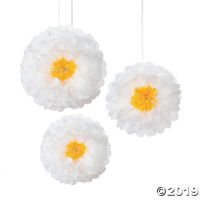 Daisy Hanging Tissue Paper Pom-Pom Decorations (3 Piece(s))