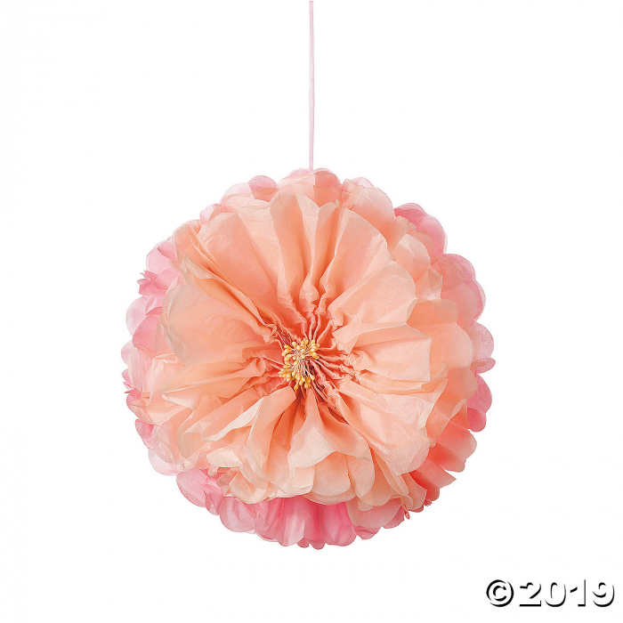 Blush Flower Hanging Tissue Paper Pom-Pom Decorations (3 Piece(s))