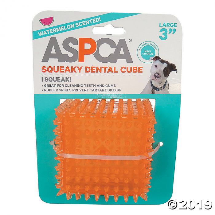 3" Squeaky Dental Cube Dog Toy-Orange (1 Piece(s))