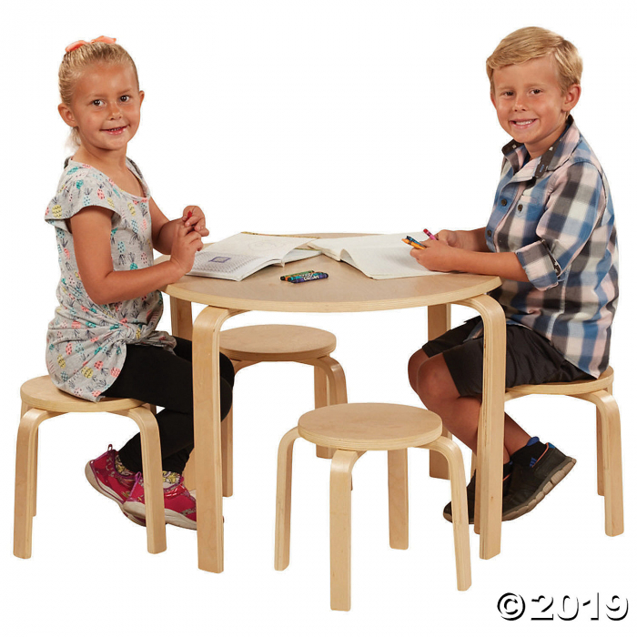 ECR4Kids Bentwood Table and Stool Set for Kids, Natural (5-Piece Set) (1 Unit(s))