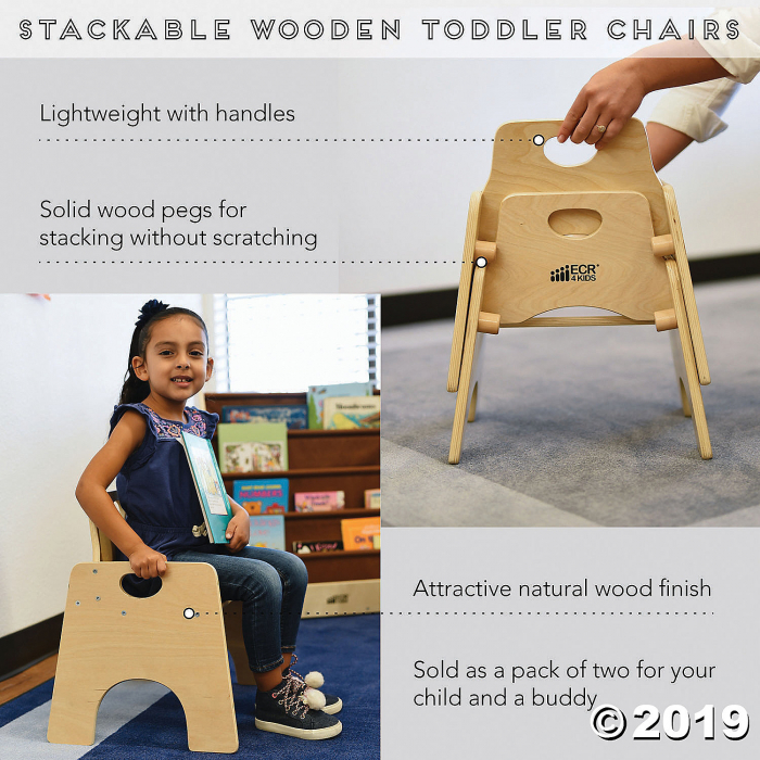 8in Stackable Wooden Toddler Chair - Ready-to-Assemble - 2PK (2 Unit(s))