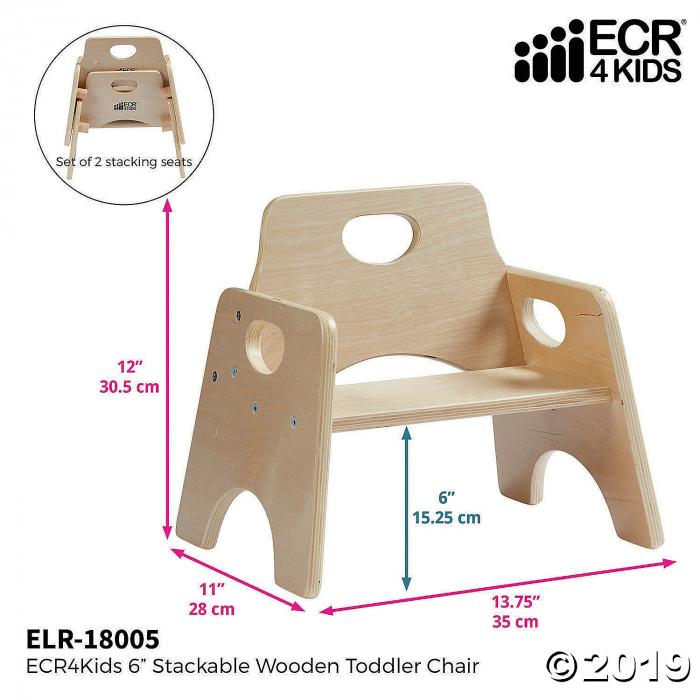 6in Stackable Wooden Toddler Chair - Ready-to-Assemble - 2PK (2 Unit(s))