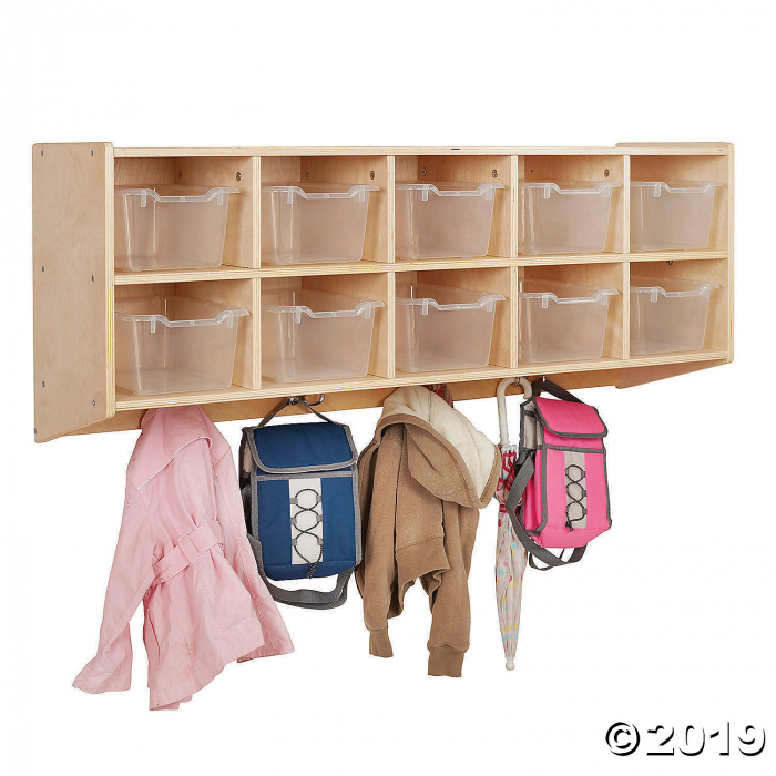 10-Section Birch Hanging Coat Locker with Bins - Clear (1 Unit(s))