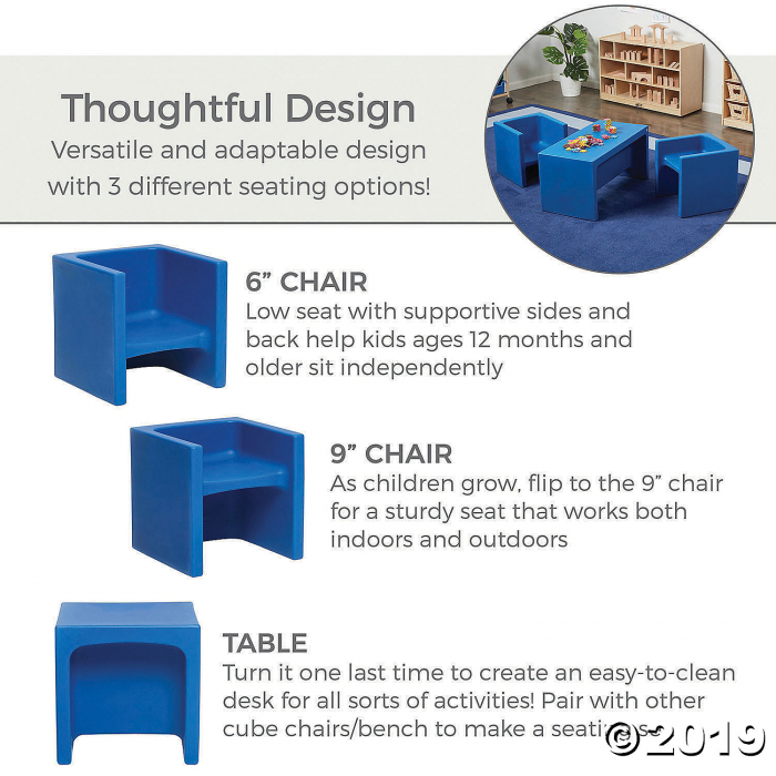 ECR4Kids Tri-Me 3-in-1 Cube Chair - Blue (1 Unit(s))