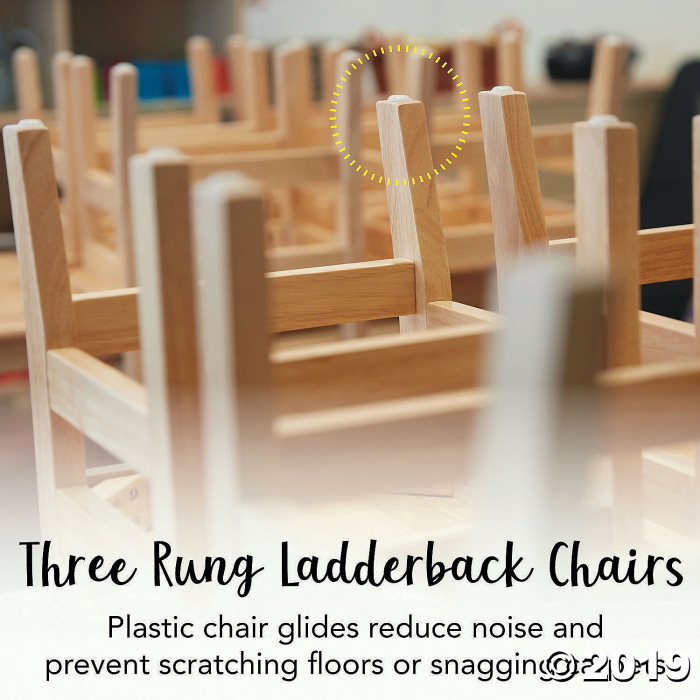 10in Three Rung Ladderback Chair - Assembled - 2PK (2 Unit(s))