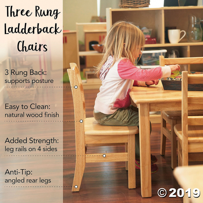 10in Three Rung Ladderback Chair - Assembled - 2PK (2 Unit(s))