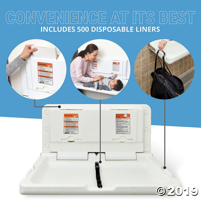 Horizontal Diaper Changing Station with 500 Disposable Sanitary Liners (1 Unit(s))