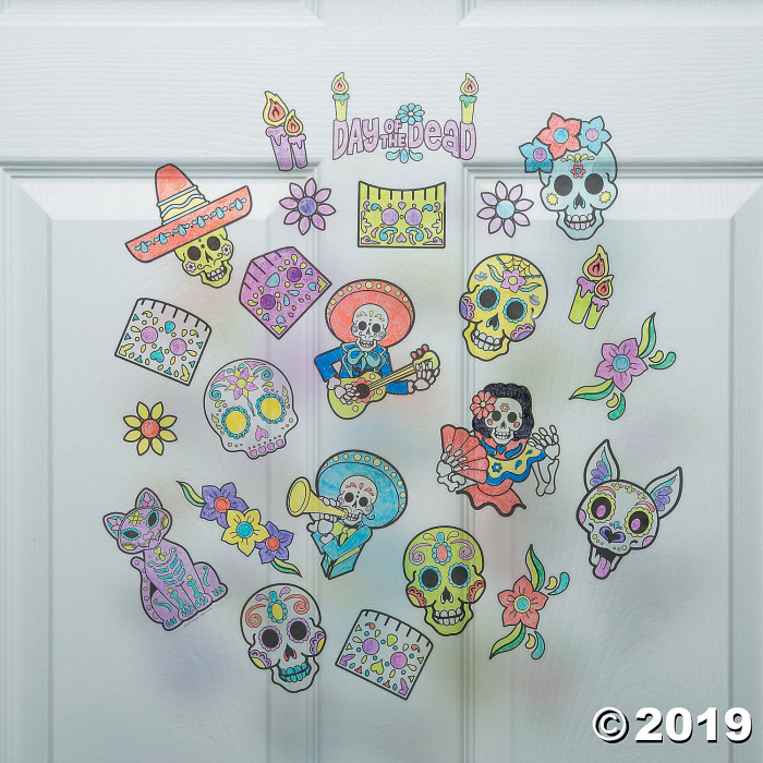 Color Your Own Day of the Dead Window Clings (24 Piece(s))