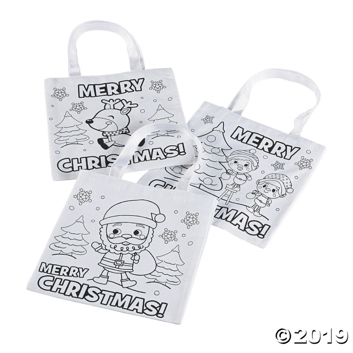 Color Your Own Mini Christmas Tote Bags (Per Dozen)