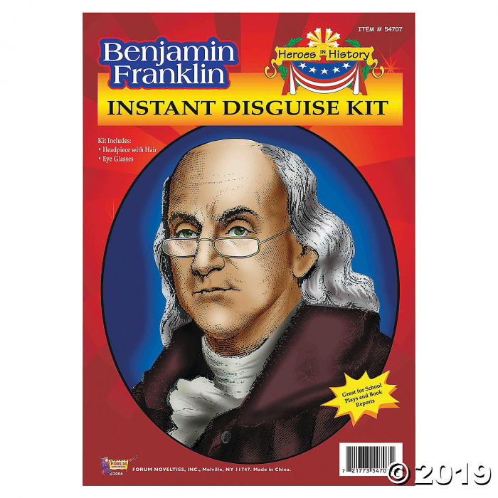 Heroes in History: Benjamin Franklin Wig & Glasses (1 Piece(s))