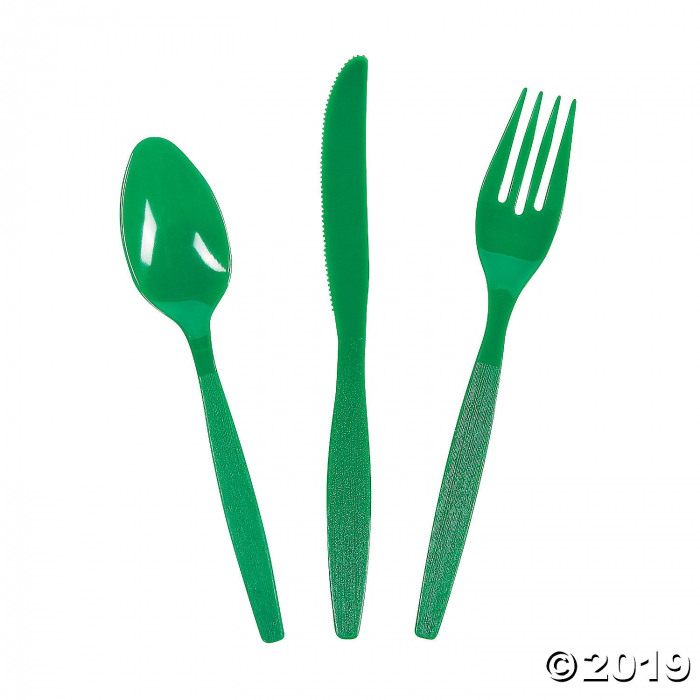 High Count Green Plastic Cutlery Set (210 Piece(s))