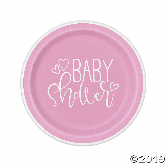 Pink Hearts Baby Shower Paper Dinner Plates (8 Unit(s))
