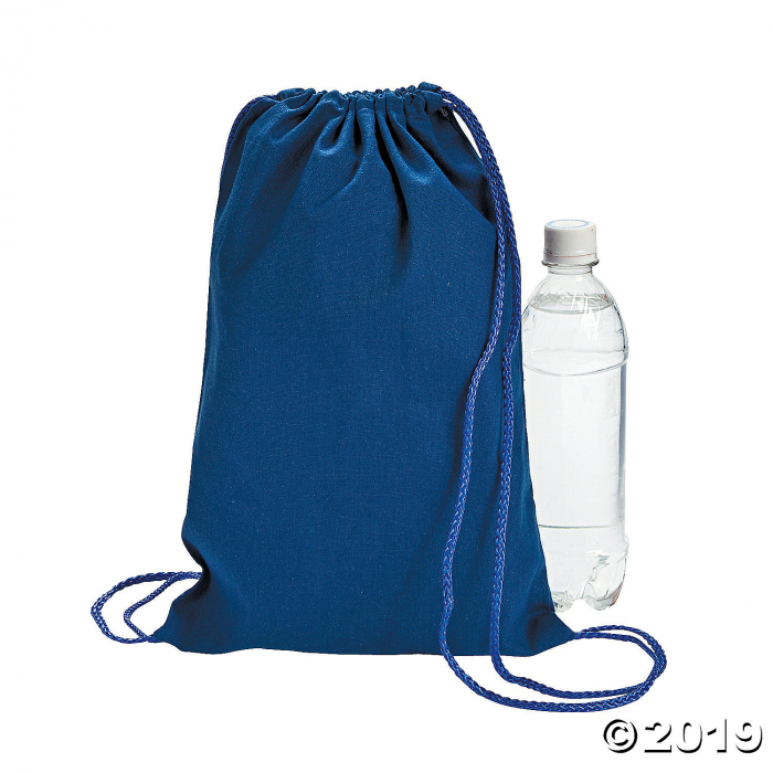 Medium Blue Canvas Drawstring Bags (Per Dozen)