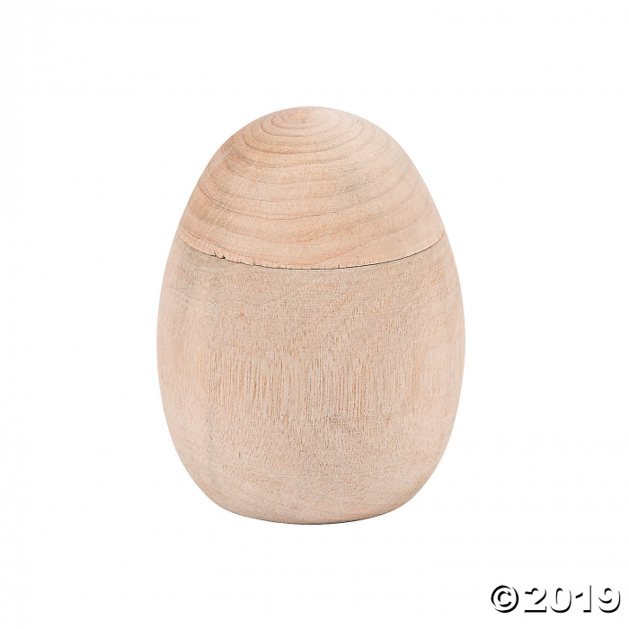 DIY Unfinished Wood Eggs with Lids (Per Dozen)