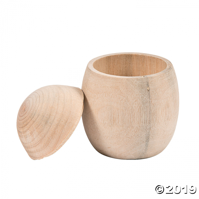 DIY Unfinished Wood Eggs with Lids (Per Dozen)