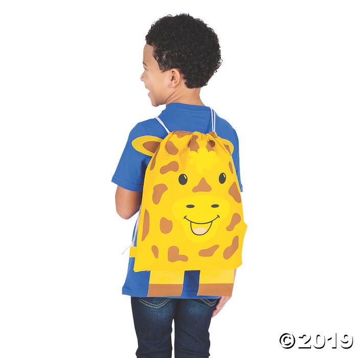 Medium Jungle Animal Drawstring Bags (Per Dozen)