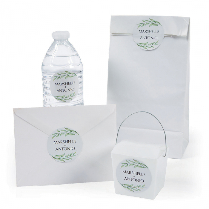 Personalized Spring Greenery Favor Stickers (144 Piece(s))