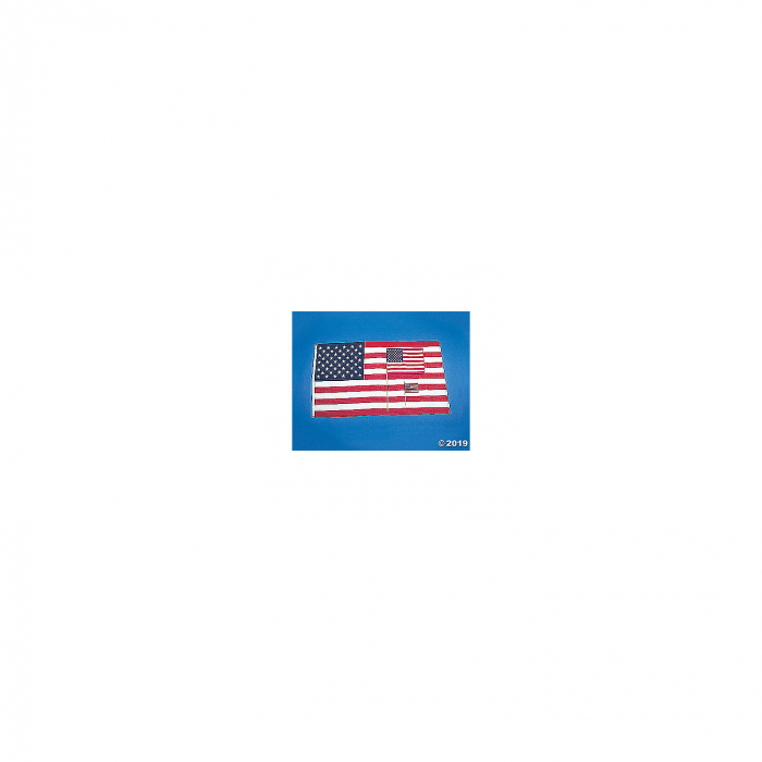 Small Cloth American Flags on Wooden Sticks - 6" x 4 (Per Dozen)