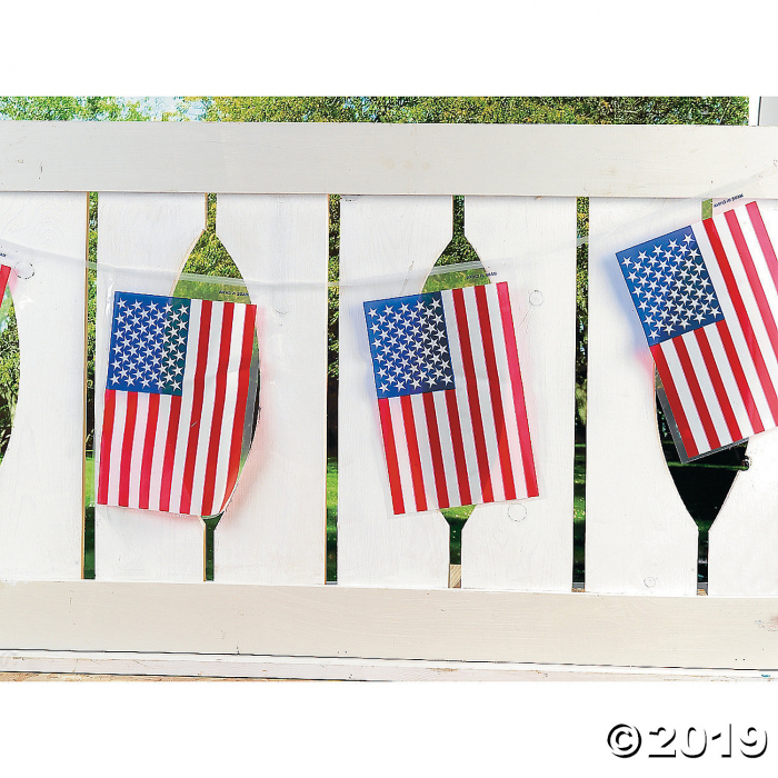 Plastic Line of American Flags