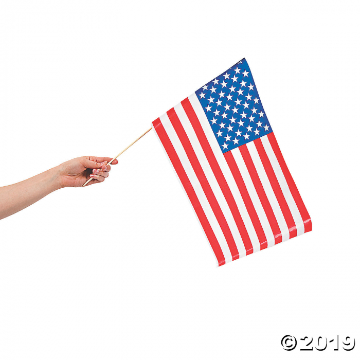 Large Plastic American Flags - 18" x 11 (Per Dozen)